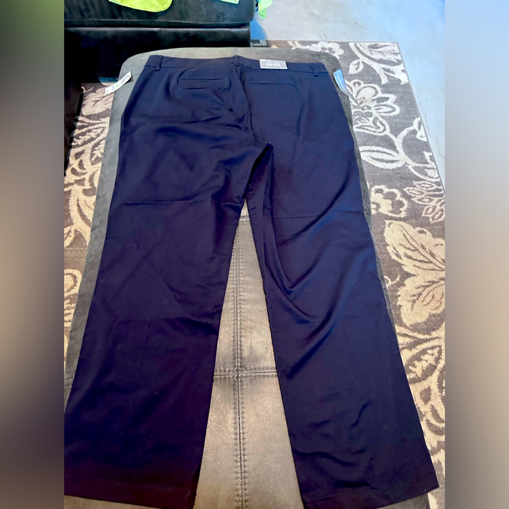 JM collection woman classic navy cotton chino tummy slimming panels size 18W NWT